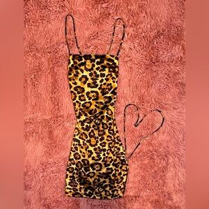 Leopard Print Spaghetti Strap Mini Dress